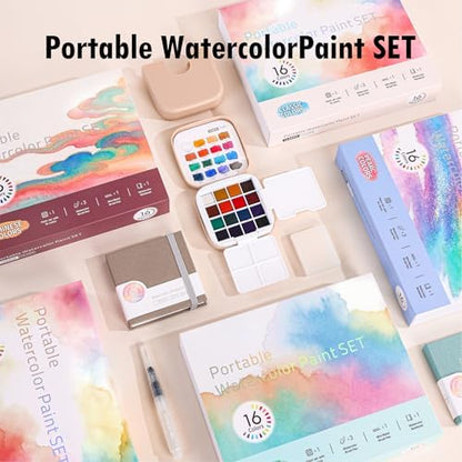 Mini Watercolor Paint Set, Compact Travel Art Kit with 16 Colors - Image 2