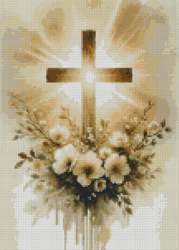 MjhRcll Crucifixion Stamped Cross Stitch Kits, Cross Stitch Ornament Kits for Adults Beginners, Counted Embroidery Needlepoint Kits Home Decor 12x16 Inch - Image 2