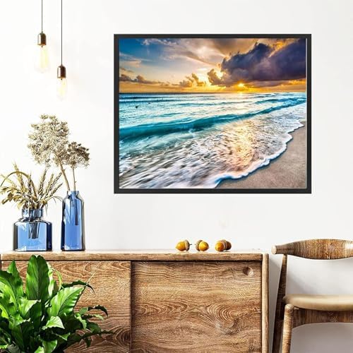 Beach Paint by Numbers for Adults with Framed Canvas - with Wooden Easel - Image 4