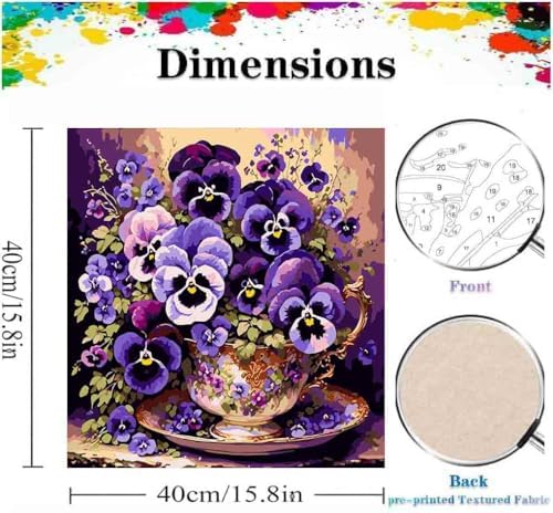 VIGEGU Flower Paint by Numbers Kit for Adults - Butterfly Orchid Paint by Number for Beginner DIY Adult Paint by Number Kits on Canvas,Oil Number Painting Kits for Home Decor 16x16inch - Image 4