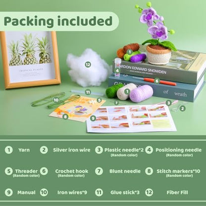 Crochet Kit, Crochet Kit for Beginners, Butterfly Orchid Knitting Kit - Image 2