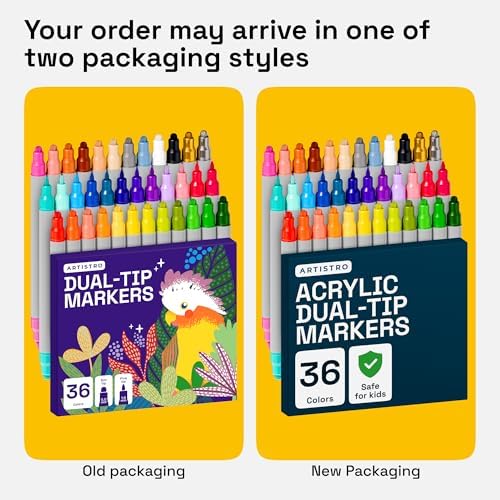 ARTISTRO Mixed Colors Dual-Tip Acrylic Paint Marker Pens - Set of 36 - Image 6