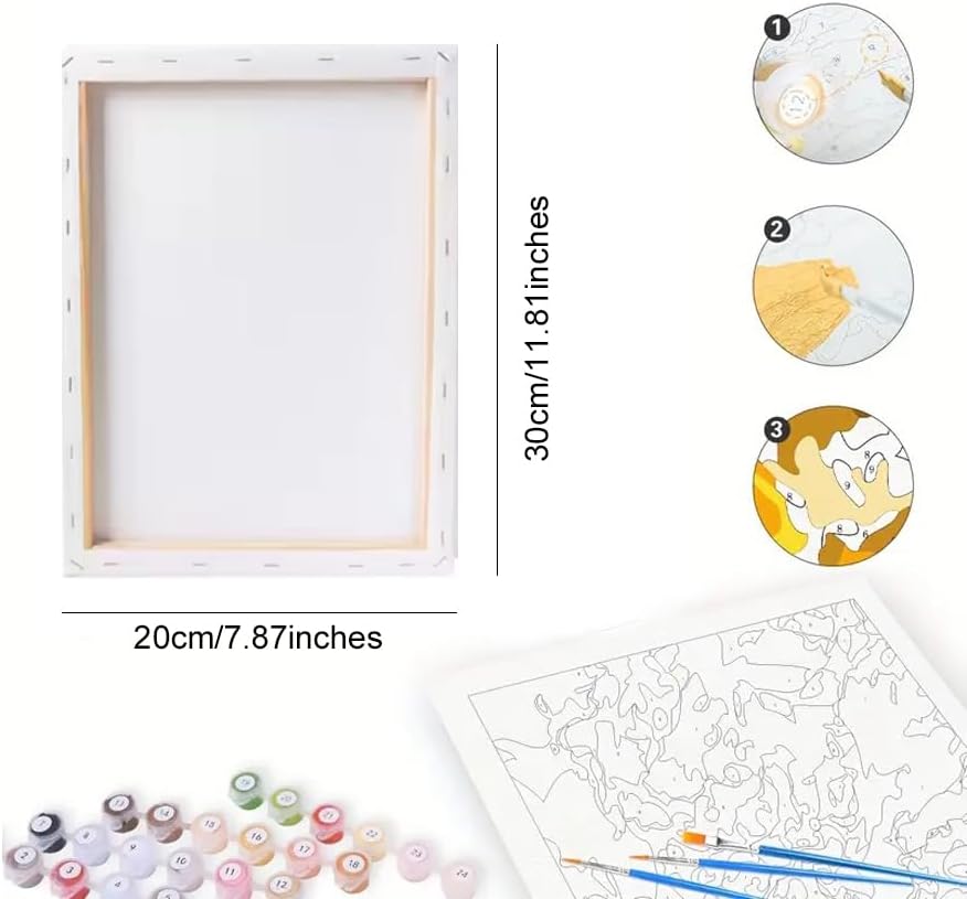Nature Paint by Numbers Kit for Adults - DIY Blue Butterfly with Floral Bouquet Painting on Canvas, Acrylic Paint Set for Beginners, Botanical Art for Home Decoration or Gifts(8X12IN Framed) - Image 2