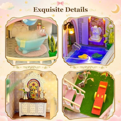 DIY Miniature House Kit, Windsor Castle Tiny 3D Wooden House Making Set for Adults, Dollhouse Bookshelf Decor with Furniture & LED Lights, Christmas Birthday Greenhouse Craft Gift for Friend - Image 4