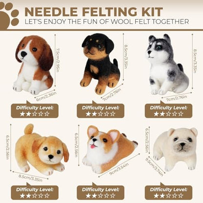 Wizardi Beginner Needle Felting Kit for Adults - Norwegian Elkhound. Animal Felting Kit 7x8.5cm. Felting Tools. Wool Felting Supplies. Felt Crafts. Wool Felt. F07N8-W547-N1 - Image 2
