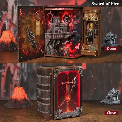 CCCDF Book Nook Kit, DIY Miniature Dollhouse Sword of Fire Magic - Image 4