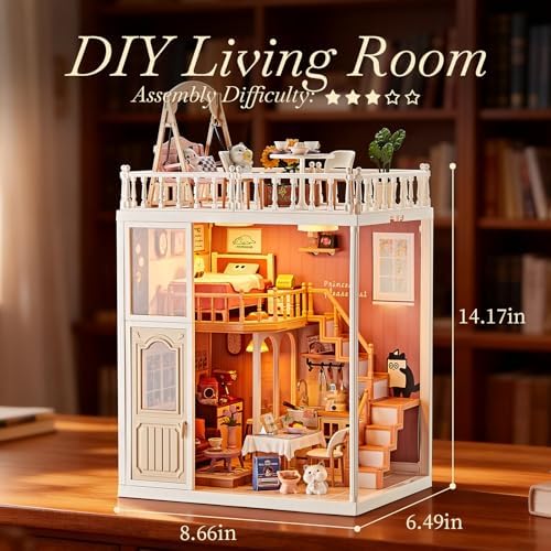 DIY Miniature Loft House Kit for Kids 8+, Cozy Living Room with Balcony - Image 2