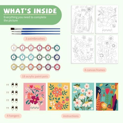 goldentime Framed Paint by Numbers for Adults and Kids Ages 8-12 - Easy to Paint by Number for Beginners, Flower Canvas Painting Kits Perfect for Gift Home Wall Decor 8 * 10inch - Image 2