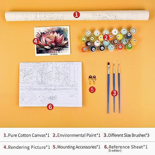 TUMOVO Colorful Abstract Lotus Paint by Numbers Craft Kit for Adults - Image 2
