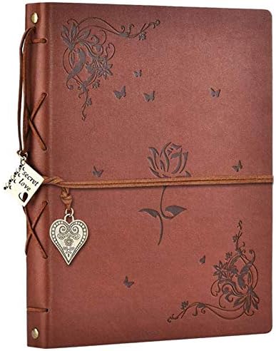 ZEEYUAN Scrapbook Album Leather Photo Album Memories DIY Scrap Book 10.8"x8.6" Large Family Photo Book Refillable 60 Pages for Anniversary Valentines Birthday Gifts Rose Brown by ZEEYUAN