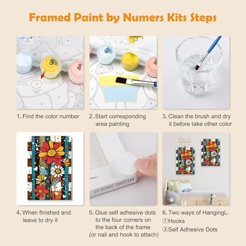 MOGTAA Paint by Numbers Kit for Adults with Frame, Flowers Paint by Number Canvas, Flowers Scenery Paint by Numbers with Easel, DIY Oil Painting Kit for Home Wall Decor 8 x 12 Inch - Image 6