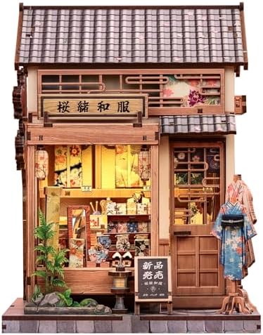 Fsolis Japanese Book Nook Kit Miniature Store, Sakura O Kimono Shop by FsolisDIYDollhouse