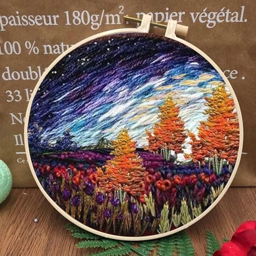 JRYYR Friendship Gifts Beginner Embroidery kit for Adults,Embroidery Kits for Beginners DIY Cross Stitch with Patterns and Instructions (Colorful Sky) - Image 4