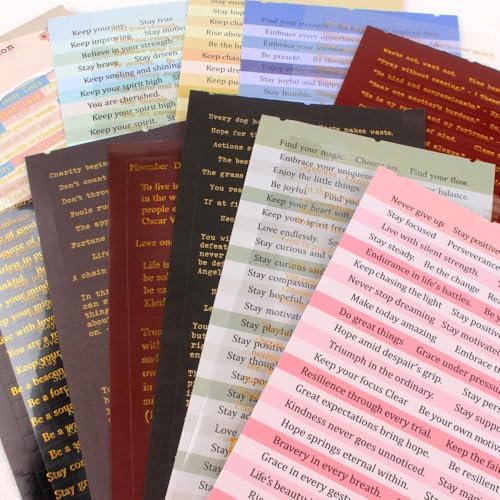 48 Sheets Quote Words and Sayings with Bible Verses Journaling Stickers Books for Junk Journal Supplies, 1692Pcs Gold Foil Transparent PET Stickers for Scrapbooking, Bujo, Card Making - Image 2