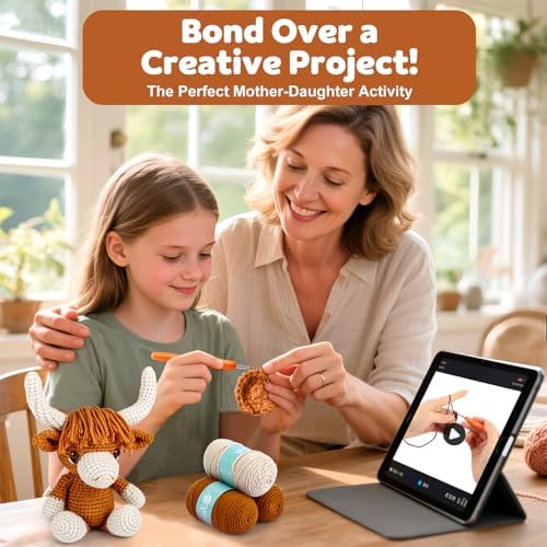 Faircosy Learn to Crochet Beginner Kit: All in One Highland Cow Crochet DIY Kit with Yarn, Crochet Hooks, Video Guide - Make Adorable Cow for Women, Teens & Adults - Great Learning Craft Gift - Image 7