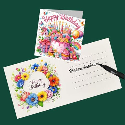 DIY Diamond Art Birthday Cards Kit - 6 Blank Greeting Cards & Envelopes,5D Diamond Arts Greeting Cards Set, Handmade Creative Gift for Beginners,Adults,Includes Tools - Image 4