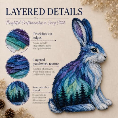 Northern Lights Animal Embroidery Kit DIY Fabric Patchwork Craft Set (R+O) - Image 2