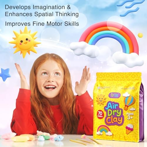 FlyFlag Air Dry Clay - 70 Colors, Ultra Light and Soft, Non-Toxic Modeling Clay for Kids with Tools and Tutorials, for Creative Play and Learning - Image 4