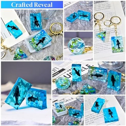 226Pcs Resin Keychain Molds Set - Triangle, Round, Square, Rectangle Ripple Pendant Molds with Keychain Accessories, Perfect Epoxy Resin Silicone Molds for DIY Jewelry Making - Image 5