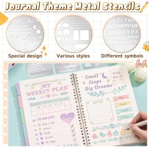 Lewtemi 6 Pcs Journal Stencils, Planner Stencils for Journaling Notebook - Image 3