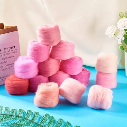 75G Needle Felting Wool Pink Wool Roving for Needle Felting Multicolor Soft Spinning Wool Bulk for Felting DIY Crafts Hand Spinning Supplies - Image 4