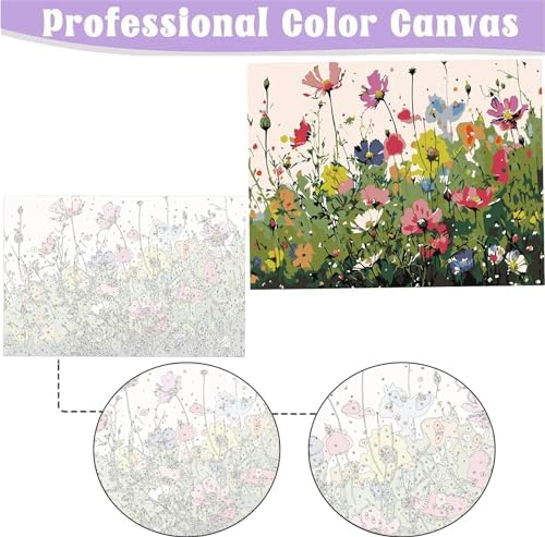MaiMMaledy Paint by Numbers Kit for Adults Beginners 8Wx12L inch Canvas Pictures with Framed Drawing Painting Works with Wooden Triangle Easel Acrylic Pigment Flower - Image 3