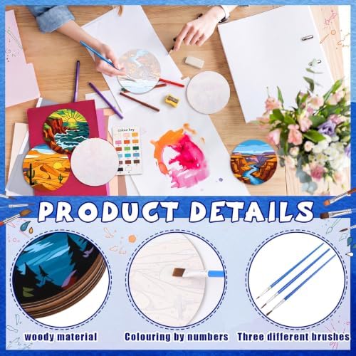 Reallnaive 8 Pcs Mountain Paint by Numbers Kit for Adults Wooden Coasters - Image 3