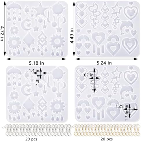 4 PCS Earring Resin Molds Multi Layer for DIY Pendant Keychain Earrings - Image 3