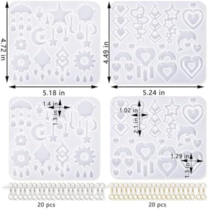 4 PCS Earring Resin Molds Multi Layer for DIY Pendant Keychain Earrings - Image 3