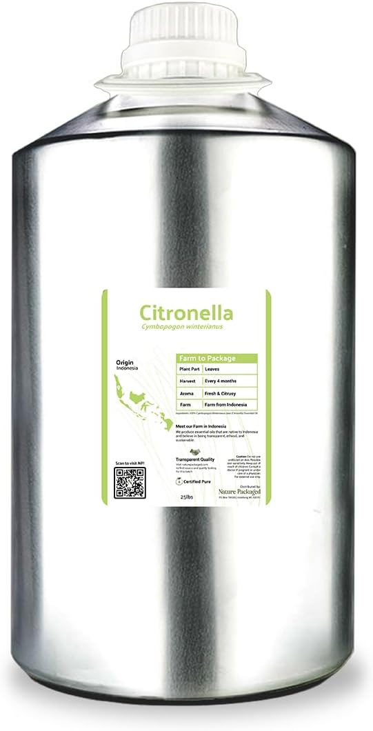 Nature Packaged Citronella Essential Oil - Direct from Central Java, Indonesia - Pure Essential Oil for Diffusers and Aromatherapy | 100% Pure Therapeutic Grade (22LBS)