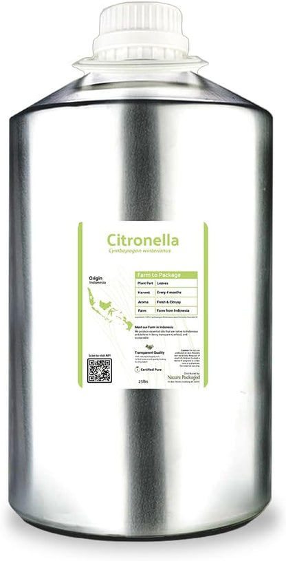 Nature Packaged Citronella Essential Oil - Direct from Central Java, Indonesia - Pure Essential Oil for Diffusers and Aromatherapy | 100% Pure Therapeutic Grade (22LBS)