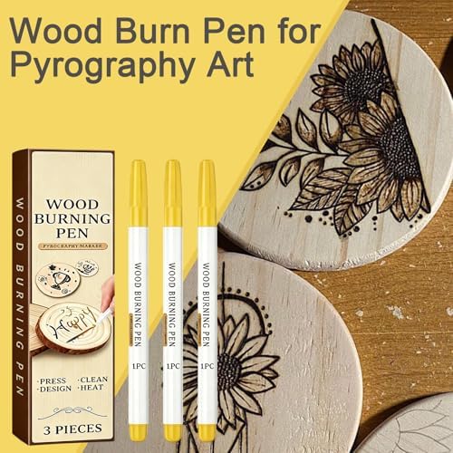 Wood Burn Pen for Pyrography Art - 3 Pack Wood Burning Marker Pen Kit, Portable DIY Crafting Tool for Handmade Projects and Personalized Presents - Image 2