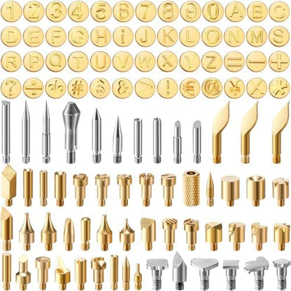 105 Pieces Wood Burning Tip Pyrography Wood Burning Tip Set Including Letter Number Symbol Wood Burning Tip for Wood Burner DIY Embossing Wood Burning Carving Crafts by Sherr