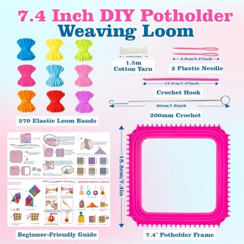 270 Pcs Weaving Loom Kit for Kids,DIY Arts & Crafts Kit with 9 Color Loops - Image 2