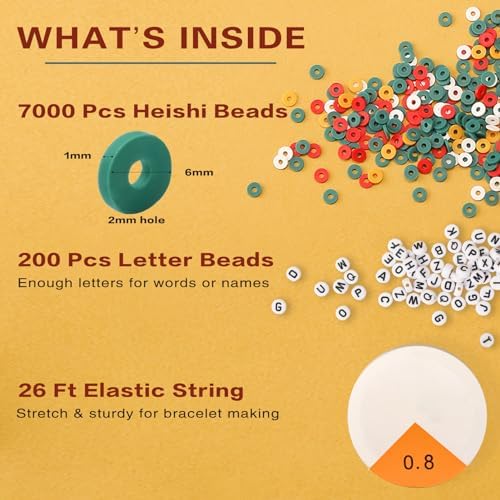 ADIIL 7200pcs Clay Beads Bracelet Making Kit, 6mm Polymer Heishi Beads for Jewelry Making, Friendship Bracelet Kit Birthday Gift for Adults Christmas - Image 4