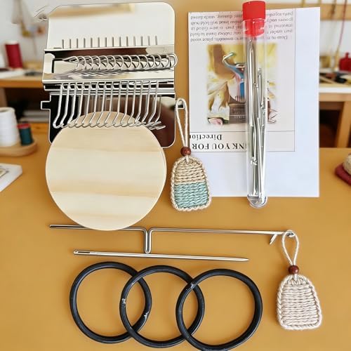 Complete Darning Loom Kit for Clothes Repair & Mini Weaving | Includes Wooden Loom, 14 Needles, Elastic Bands, Stitch Markers | Portable Sewing/Mending Tool for Socks, Sweaters - Image 4