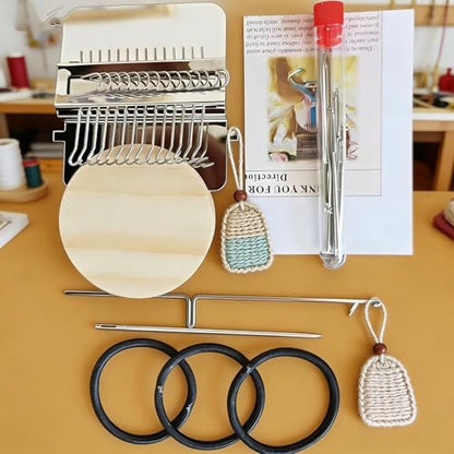 Complete Darning Loom Kit for Clothes Repair & Mini Weaving | Includes Wooden Loom, 14 Needles, Elastic Bands, Stitch Markers | Portable Sewing/Mending Tool for Socks, Sweaters - Image 4