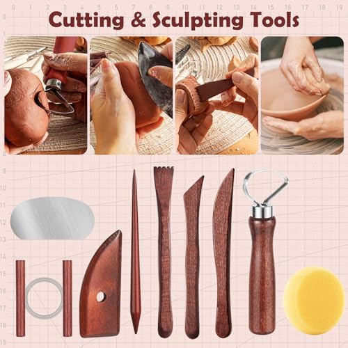 52PCS Pottery Tools Kit for Sculpting, Ceramic Tools, Clay Carving Tools for Polymer Clay, Modeling, Trimming, Molding, Shaping, Pottery Kiln, Arts Crafts Supplies, Adults, Students, Beginners, Pros - Image 5