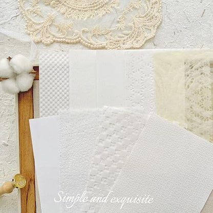 30 Pcs Handmade A5 Textured Scrapbook Paper&Mesh, Wedding Journal Supplies - Image 6