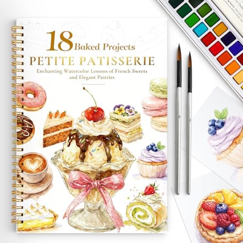Watercolor Workbook for Beginners,18 Baking Water Coloring Book,Relaxing & Easy to Paint Water Coloring Book with 24 Colors-Perfect for Gifting to Creativity & Joy for Adults by DMSKY