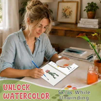 Potted Plant Watercolor Workbook, Botanical Painting Set with Palette Brush - Image 5