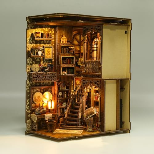 DIY Miniature House Kit, Mini House Building Kit, DIY Book Nook Kit, Tiny Model House for Adults to Build, Beginner 3D Wooden Book Nook, for Family Friends (Book Museum) - Image 2