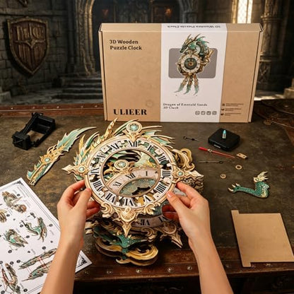 3D Puzzles for Adults Dragon Clock Crafts for Adults Wall Clock - Image 3