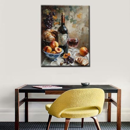 Tucocoo DIY Paint by Numbers for Adults Vintage Wine Fruit DIY Digital Oil Painting Acrylic Paint Fruit Wine Painting Kits Canvas Wall Art Wine Fruit DIY Retro Room Decor 16x20 Inch （Without Frame ） - Image 3