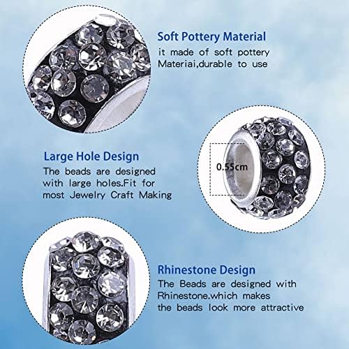 Aipridy Large Hole European Beads, Craft Supplies Kit，Assorted Mixed Color Lampwork Spacer Beads for DIY Bracelet Jewelry Making (120, Mixed) - Image 5