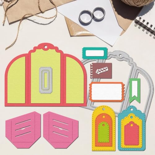 Journal Pocket Cards Cutting Die 8 Styles Scrapbooking Stencils with 50pcs 10 Styles Flower Lace Scrapbook Paper Pads & Tweezers, All-in-One Craft Kit for DIY Birthday Wedding Greeting Card - Image 4