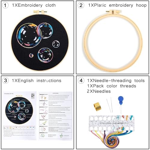 Crafmanoe Embroidery Kits for Beginners Adults, Cute Embroidery Starter Kits Funny Counted Cross Stitch Kits for Beginners Adult, Craft Hobbies Set for Women, Embroidery Fabric, Hoops & Video Tutorial - Image 5