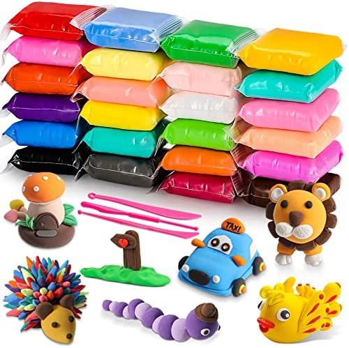 Air Dry Clay Kit for Kids – 24 Colors Non-Toxic Soft Modeling Clay Set by CiaraQ
