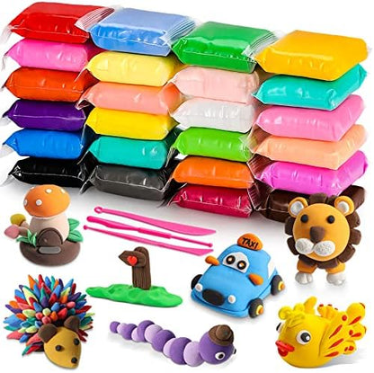 Air Dry Clay Kit for Kids – 24 Colors Non-Toxic Soft Modeling Clay Set by CiaraQ