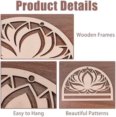 FREEBLOSS 6Pcs Mandala Macrame Frame Lotus Macrame Hanging Supplies Wood Dreamcatcher Frame Nature Wooden Hoop for Macrame Wall Hangings DIY Macrame Kit Craft Supplies Home Decor - Image 4